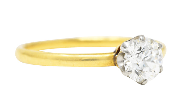 Tiffany & Co. Edwardian 0.61 CTW Old European Diamond Platinum 18 Karat Gold Antique Tiffany Setting Engagement Ring Wilson's Estate Jewelry