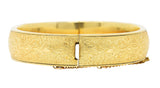 Binder Bros. Retro 14 Karat Yellow Gold Floral Bangle Bracelet Wilson's Antique & Estate Jewelry