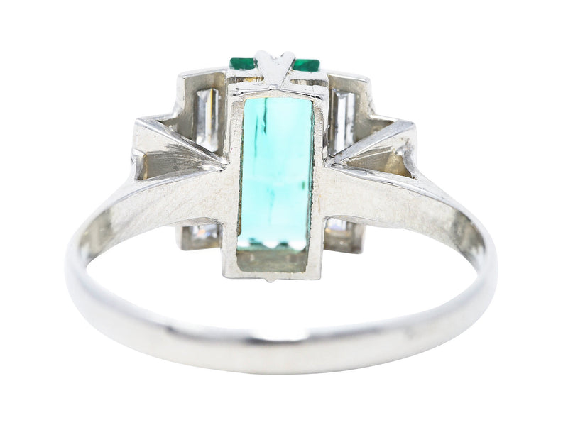 Art Deco 1.25 CTW Emerald Diamond Platinum Tiered Ring Circa 1930 Wilson's Antique & Estate Jewelry