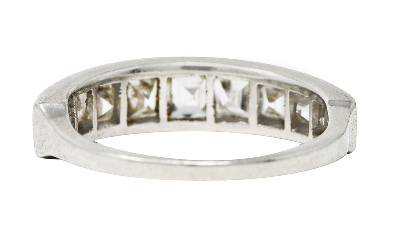Mid-Century 1950's 1.95 CTW Square Step Cut Diamond Platinum Channel Band Vintage Ring Wilson's Estate Jewelry