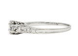Art Deco Old Mine Cut Diamond Platinum Tulip Vintage Engagement Ring