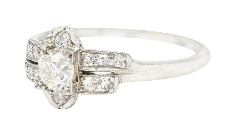 Art Deco 1920 0.51 CTW Old European Cut Diamond Platinum Geometric Antique Engagement Ring Wilson's Estate Jewelry