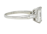 Mid-Century 2.11 CTW Emerald Cut Diamond Platinum Vintage Engagement Ring GIA