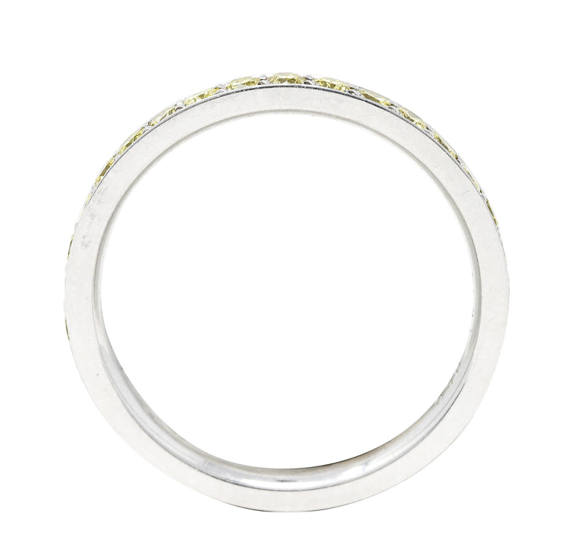 Contemporary 0.85 CTW Yellow Diamond Platinum Band Ring Wilson's Antique & Estate Jewelry