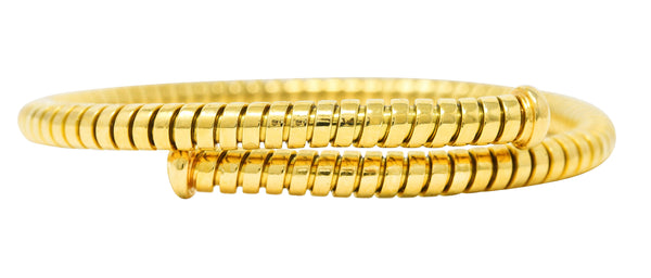Bulgari 1990's 18 Karat Yellow Gold Tubogas Wrap Vintage Cuff Bracelet Wilson's Estate Jewelry