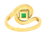 French Maison 1.57 CTW Emerald Diamond 18 Karat Yellow Gold Bypass Ring Wilson's Antique & Estate Jewelry