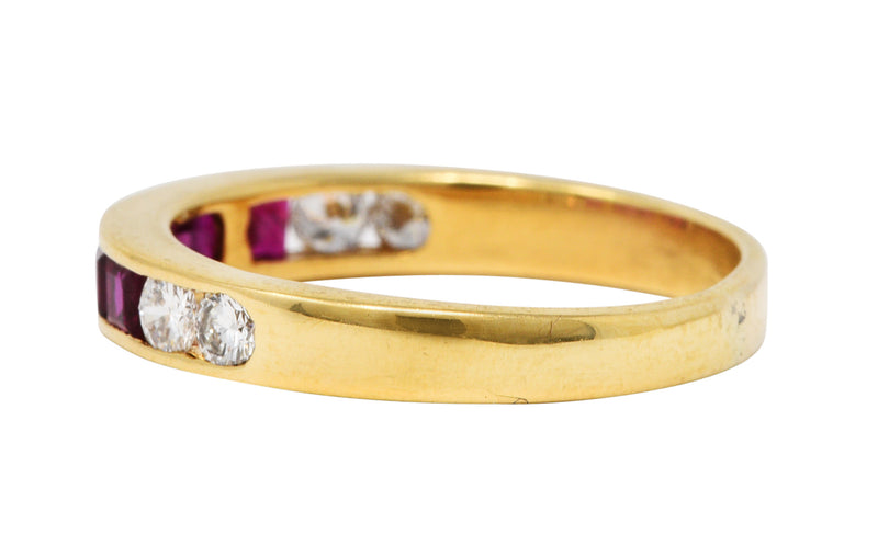 Vintage Ruby Diamond 18 Karat Gold Channel Band RingRing - Wilson's Estate Jewelry