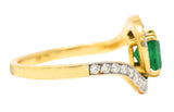 French Maison 1.57 CTW Emerald Diamond 18 Karat Yellow Gold Bypass Ring Wilson's Antique & Estate Jewelry
