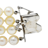 1950's Mid-Century Pearl 1.25 CTW Diamond 14 Karat White Gold Multi-Strand Braceletbracelet - Wilson's Estate Jewelry