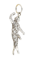 Art Deco Diamond Emerald 14 Karat White Gold Dancer Charm Wilson's Estate Jewelry