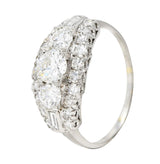 1950's Mid-Century 1.85 CTW Diamond Platinum Vintage Fishtail Band Ring Wilson's Estate Jewelry