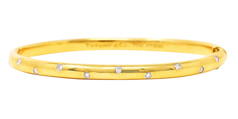 Tiffany & Co. Diamond Platinum 18 Karat Gold Etoile Bangle Bracelet Wilson's Antique & Estate Jewelry