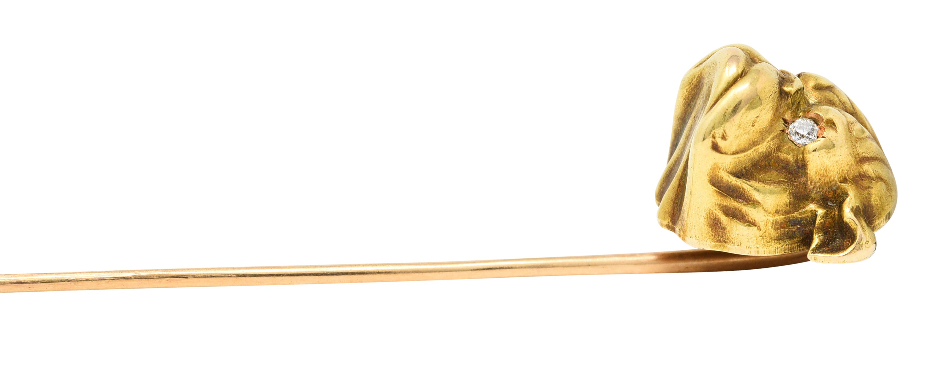 Link & Angell Diamond 14 Karat Gold Bulldog StickpinStick Pin - Wilson's Estate Jewelry