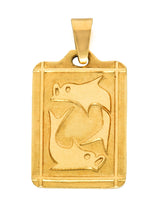 Italian UnoAErre 18 Karat Gold Pisces Zodiac Charmcharm - Wilson's Estate Jewelry