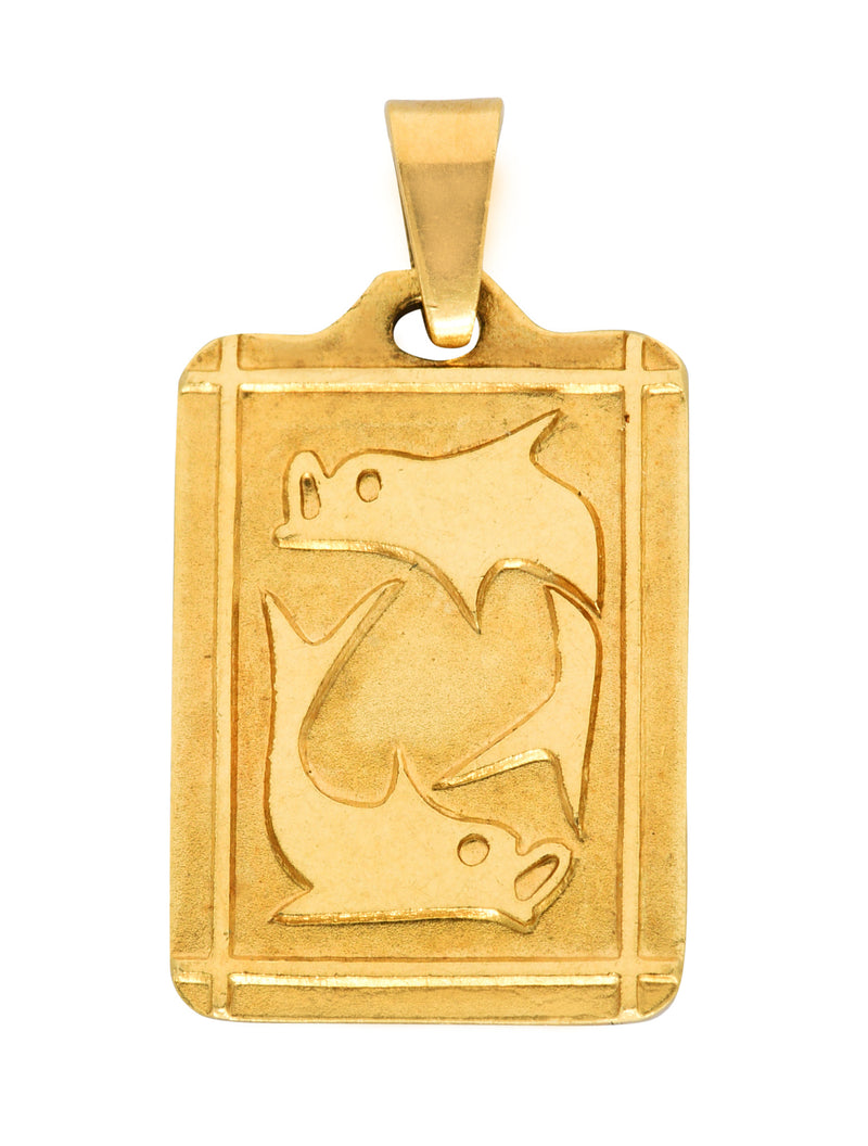 Italian UnoAErre 18 Karat Gold Pisces Zodiac Charmcharm - Wilson's Estate Jewelry
