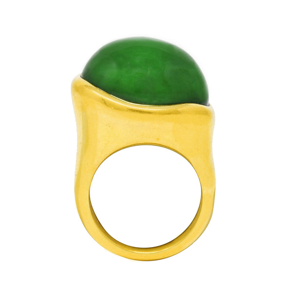 Elsa Peretti Tiffany & Co. Jade 18 Karat Yellow Gold Cabochon Ring Wilson's Estate Jewelry