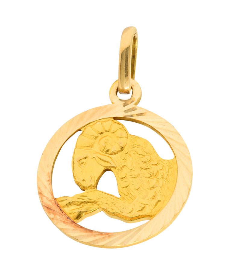 1970's Italian 18 Karat Gold Aries Zodiac Charmcharm - Wilson's Estate Jewelry