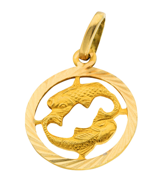 Vintage 18 Karat Gold Pisces Zodiac Charmcharm - Wilson's Estate Jewelry