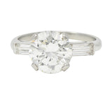 Mid-Century 2.74 CTW Transitional Cut Diamond Platinum Engagement Ring GIA