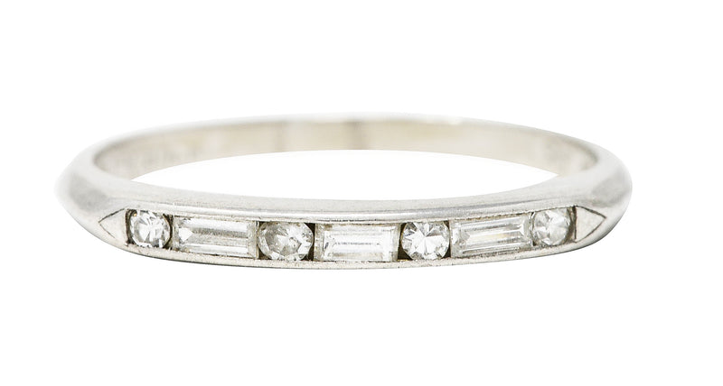 1950's Mid-Century Diamond Platinum Wedding Band Vintage Ring Wilson's Estate Jewelry