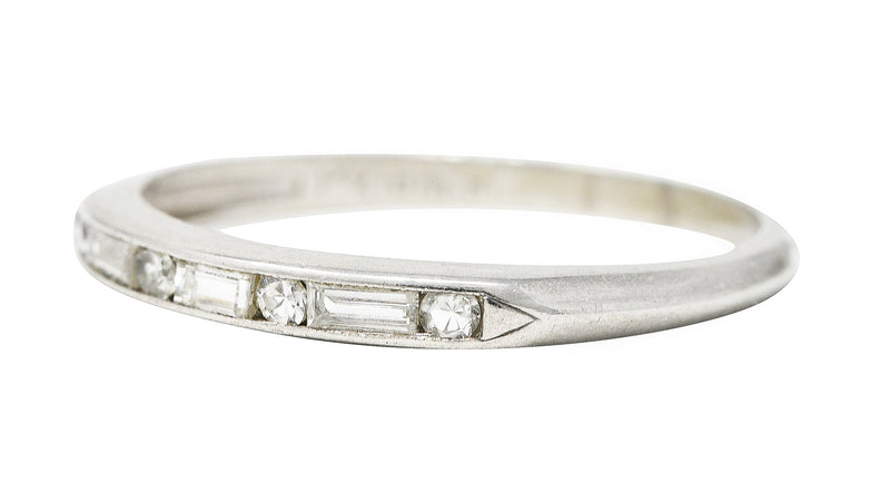 1950's Mid-Century Diamond Platinum Wedding Band Vintage Ring Wilson's Estate Jewelry