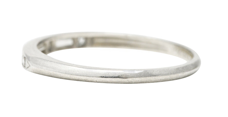 1950's Mid-Century Diamond Platinum Wedding Band Vintage Ring Wilson's Estate Jewelry
