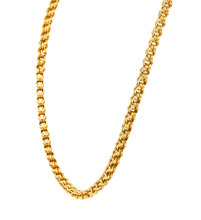 1880's Victorian 14 Karat Yellow Gold Link Chain Necklace Wilson's Antique & Estate Jewelry