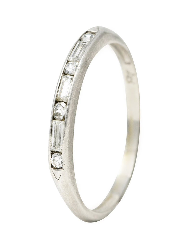 1950's Mid-Century Diamond Platinum Wedding Band Vintage Ring Wilson's Estate Jewelry