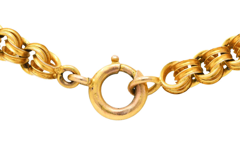 1880's Victorian 14 Karat Yellow Gold Link Chain Necklace Wilson's Antique & Estate Jewelry