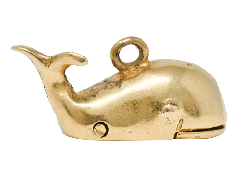 Vintage Enamel 14 Karat Gold Jonah Whale Articulated Charmcharm - Wilson's Estate Jewelry