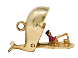 Vintage Enamel 14 Karat Gold Jonah Whale Articulated Charmcharm - Wilson's Estate Jewelry