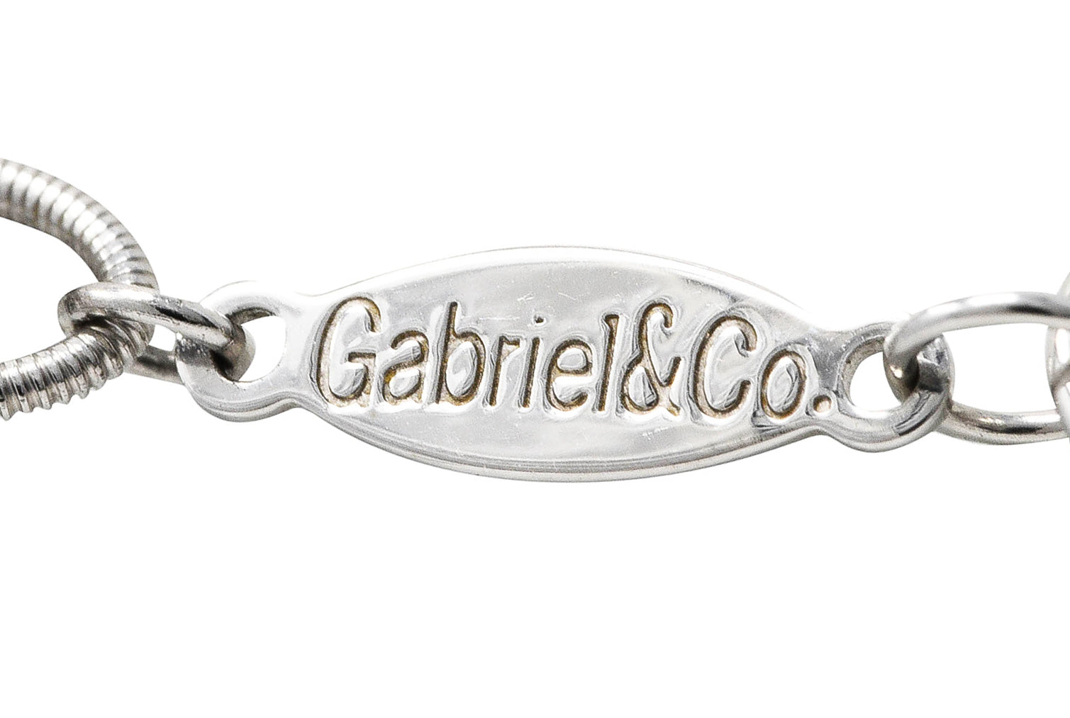 Gabriel & Co. Blue Topaz Diamond 14 Karat White Gold Enhancer Necklace Wilson's Antique & Estate Jewelry