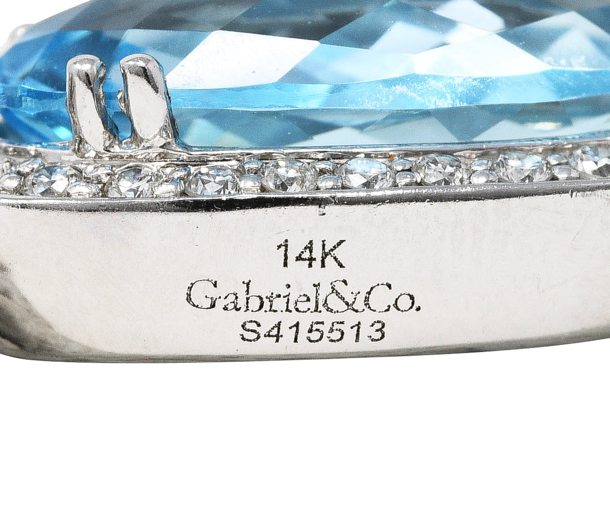 Gabriel & Co. Blue Topaz Diamond 14 Karat White Gold Enhancer Necklace Wilson's Antique & Estate Jewelry