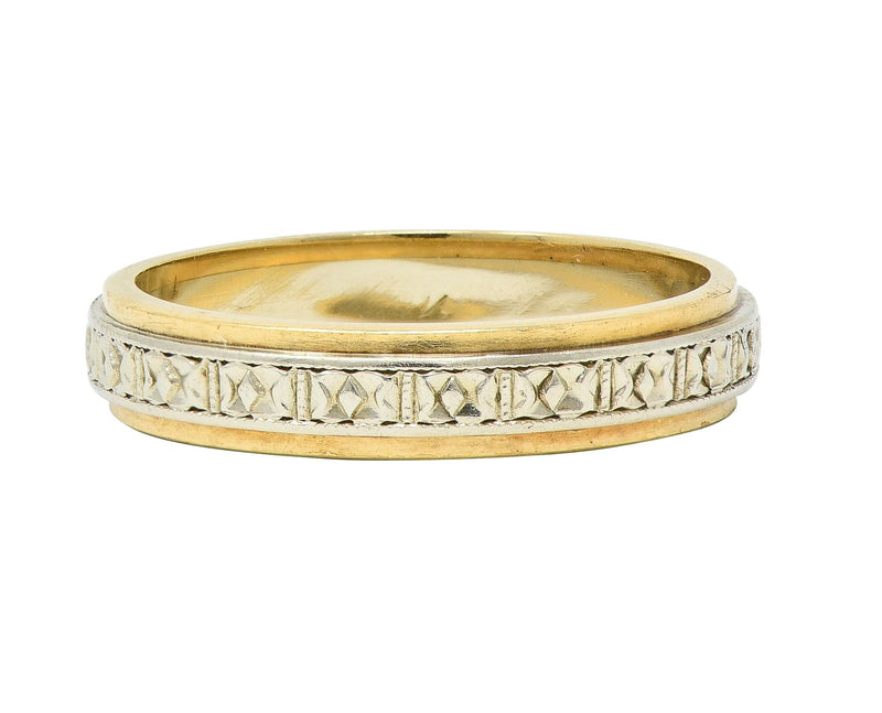 Art Deco Platinum 14 Karat Two-Tone Gold Antique Wedding Band Ring
