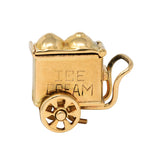 Retro 14 Karat Gold Lucky In Love Ice Cream Cart Charmcharm - Wilson's Estate Jewelry