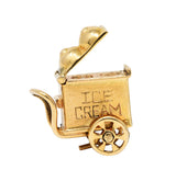 Retro 14 Karat Gold Lucky In Love Ice Cream Cart Charmcharm - Wilson's Estate Jewelry