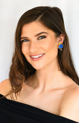 Elizabeth Locke Tanzanite Venetian Glass Mother-Of-Pearl Athena 18 Karat Gold Earrings Wilson's Estate Jewelry