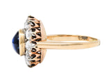 Victorian 2.50 CTW Sapphire Diamond 14 Karat Gold Cabochon Cluster RingRing - Wilson's Estate Jewelry
