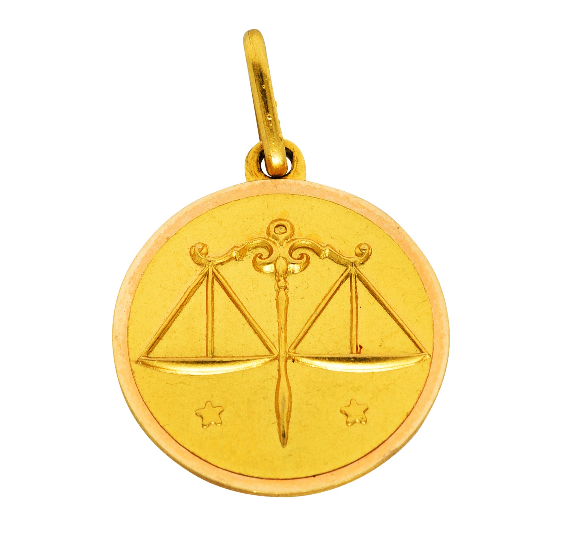 Vintage 18 Karat Gold Libra Zodiac Charmcharm - Wilson's Estate Jewelry