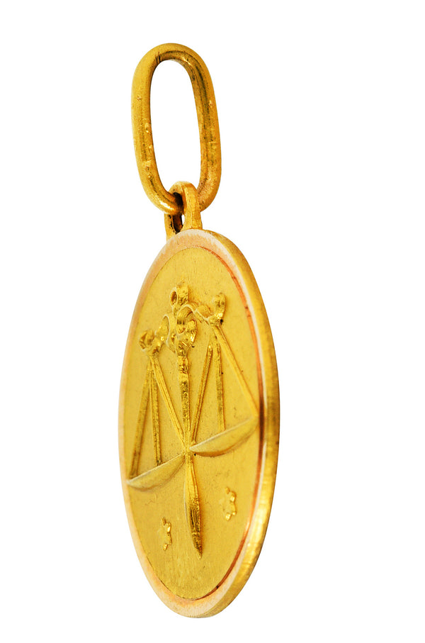 Vintage 18 Karat Gold Libra Zodiac Charmcharm - Wilson's Estate Jewelry