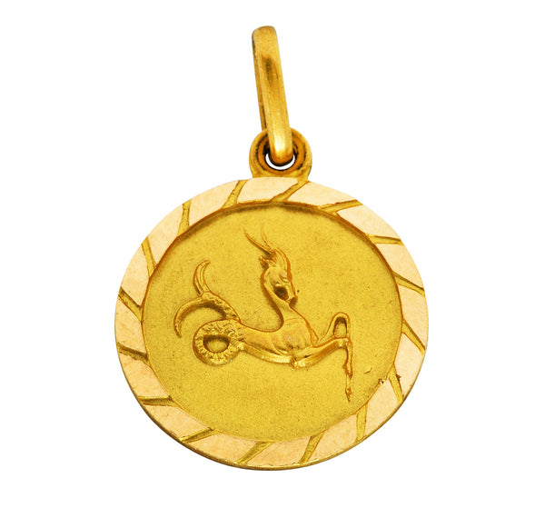 Vintage 18 Karat Gold Capricorn Zodiac Charmcharm - Wilson's Estate Jewelry