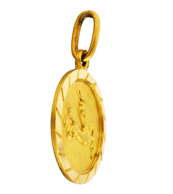 Vintage 18 Karat Gold Capricorn Zodiac Charmcharm - Wilson's Estate Jewelry