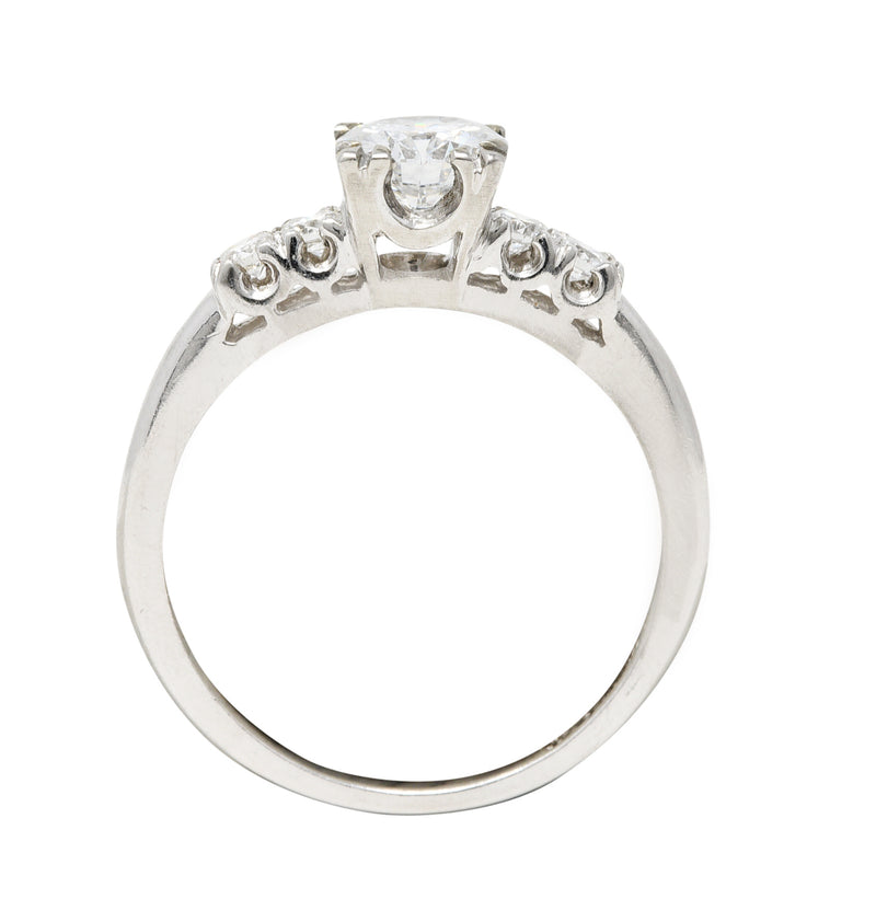 Mid-Century 0.91 CTW Diamond Platinum Five Stone Vintage Engagement Ring GIA Wilson's Estate Jewelry