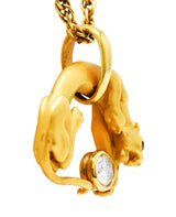 Carrera Y Carrera Diamond 18 Karat Yellow Gold Panther Pendant Necklace Wilson's Antique & Estate Jewelry