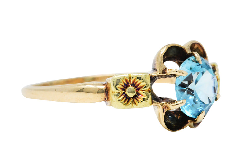 Art Deco Zircon 14 Karat Two-Tone Gold Blossom RingRing - Wilson's Estate Jewelry