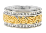 Frederick Goldman 1.00 CTW Diamond 14 Karat Two-Tone Gold Unisex Flower Band Ring Wilson's Antique & Estate Jewelry
