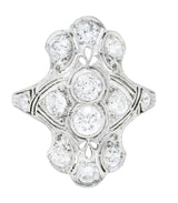 1920's Art Deco 1.50 CTW Diamond Platinum Dinner Ring Wilson's Antique & Estate Jewelry
