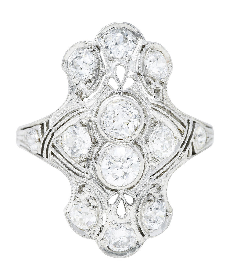 1920's Art Deco 1.50 CTW Diamond Platinum Dinner Ring Wilson's Antique & Estate Jewelry