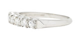 Mid-Century Old European Cut Diamond Platinum Knife Edge Fishtail Vintage Band Ring Wilson's Estate Jewelry