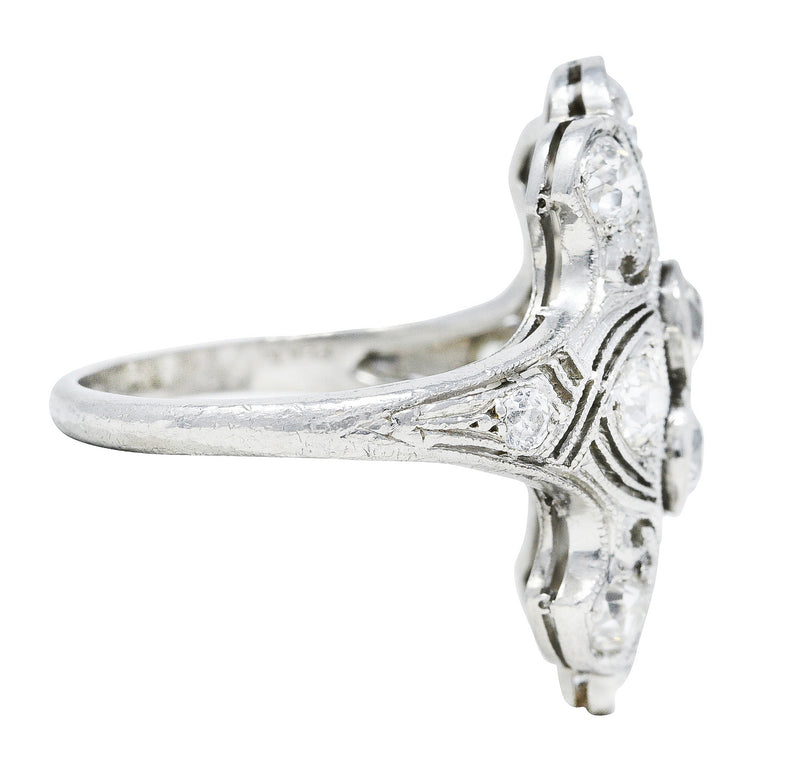 1920's Art Deco 1.50 CTW Diamond Platinum Dinner Ring Wilson's Antique & Estate Jewelry